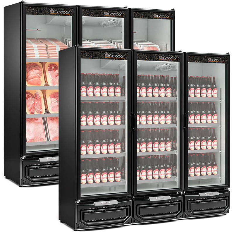 Cervejeira Expositor Vertical Gelopar GCBC-1450 PR Preto 1.468L 3 Portas 220V