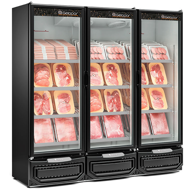 Expositor Refrigerado Vertical Gelopar GCBC-450 PR Preto 419L 1 Porta 220V